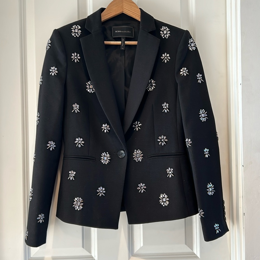 BCBGMaxAzria Black Jewel Suit Jacket